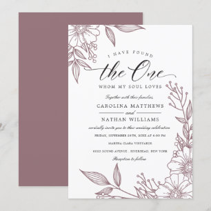 Invitation Simple Floral J'Ai Trouvé Celui Mauve Mariage