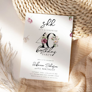 Invitation Simple Floral Surprise 40e anniversaire