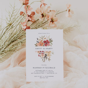 Invitation Simple Floral Sweet 16 Anniversaire