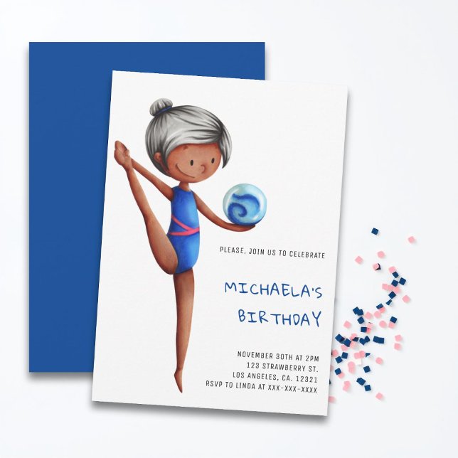 Invitation Simple Girl Rhythmic Gymnastics Birthday Party (Créateur téléchargé)