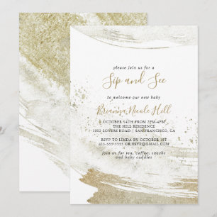 Invitation Simple Gold Minimaliste Sip et voir