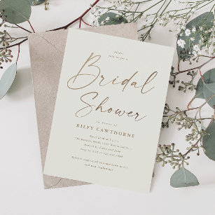 Invitation Simple Gold Script Bridal Shower 