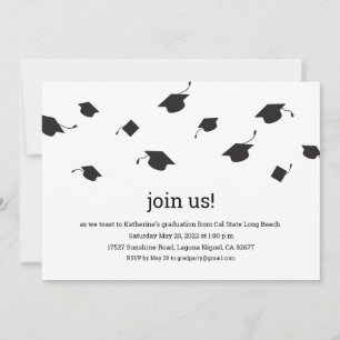 Invitation Simple Graduation Caps Graduation Party