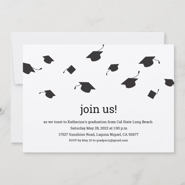Invitation Simple Graduation Caps Graduation Party (Devant)