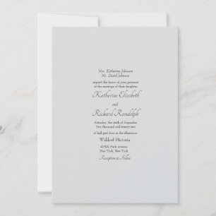 Invitation Simple gris clair Mariage formel Un lieu Matte