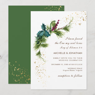 Invitation Simple hiver verdure Mariage chrétien moderne