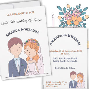 Invitation Simple illustration de conjoints de type dessin an