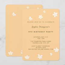 Simple Jaune Cute Daisies Fille fête d'anniversair