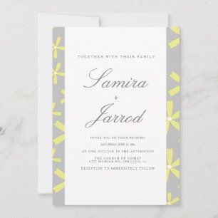 Invitation Simple Jaune et Gris Mariage Abstrait en Marbre