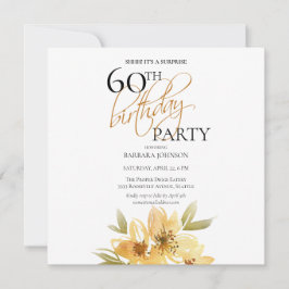Invitation Simple Jaune Surprise Jaune Floral 60e anniversair