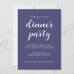 Invitation Simple Jeu Chic Navy Blue Dinner Party