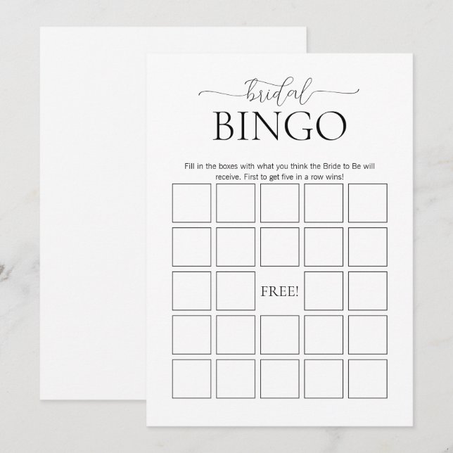 Invitation Simple jeu de Fête des mariées de bingo nuptiale m (Devant / Derrière)