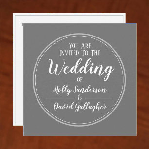 Invitation Simple Jour de Mariage Gris & Blanc