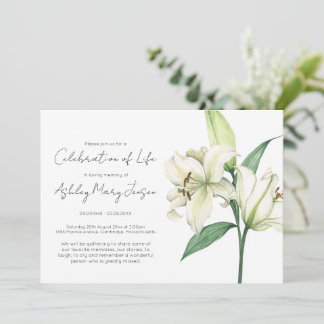Invitation Simple Lily Celebration of Life Funeral