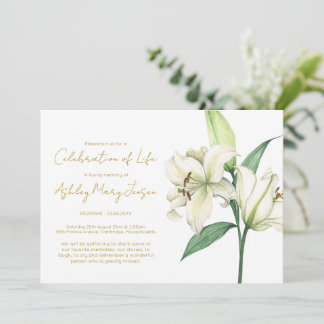 Invitation Simple Lily Celebration of Life Funeral