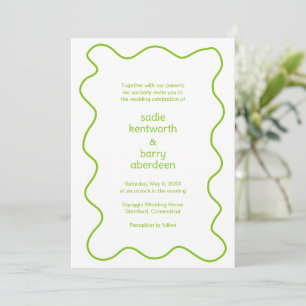 Invitation Simple Lime Green Squigame Frame Mariage moderne