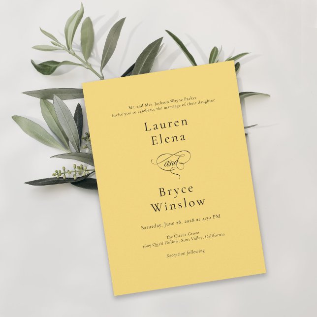 Invitation Simple Limite Limite Citron Citrus Mariage jaune (Créateur téléchargé)