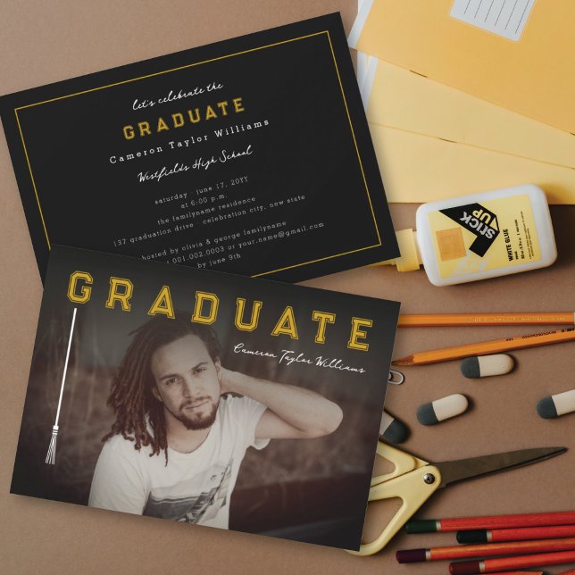 Invitation Simple Line Graduate Modern Photo Graduate Party (Simple Line  Tassel Graduate Modern Photo Graduation Party Invitation @ zazzle.com/color_therapy)