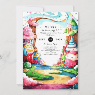 Invitation Simple Lollipop Candyland Anniversaire