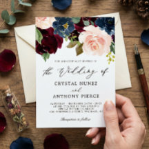 Simple luxueux Mariage floral de la marine bordeau