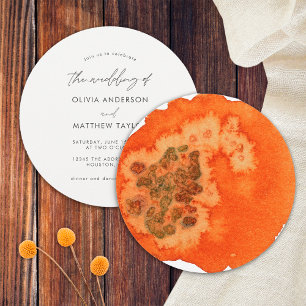 Invitation Simple Mariage Aquarelle Élégant Orange Brûlé