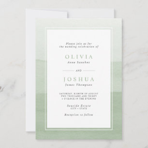 Invitation Simple Mariage Aquarelle Ombre Vert Sauge