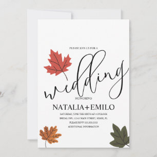 Invitation Simple Mariage Automnal Feuille 