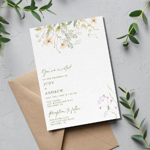 Invitation Simple Mariage aux Fleurs Sauvages