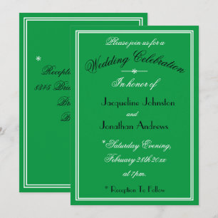 Invitation Simple Mariage Blanc Noir Détails Vert Emeraude