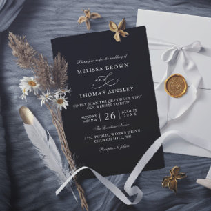 Invitation Simple Mariage Budget Code QR Noir et Blanc