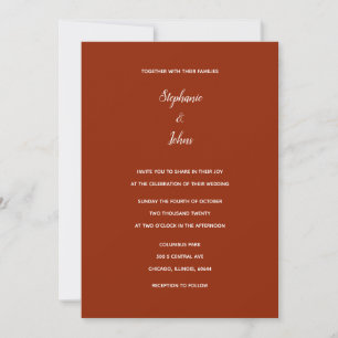 Invitation Simple Mariage classique blanc en terre cuite
