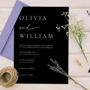 Invitation Simple Mariage Élégant Code QR Budget Noir et Blan