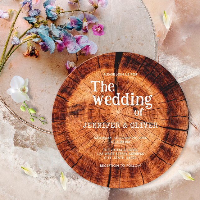 Invitation Simple Mariage en Bois Rustique Découpé (Créateur téléchargé)