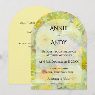 Invitation Simple Mariage Fleur Jaune Découpe en Arc