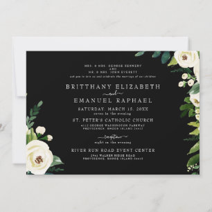 Invitation Simple Mariage Fleurs Blanches des Deux Parents No