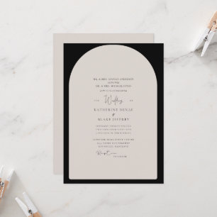 Invitation Simple Mariage Géométrique Contemporain Noir et Br