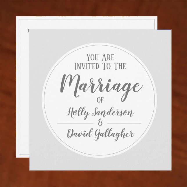 Invitation Simple Mariage Jour Argent Gris & Blanc (Créateur téléchargé)