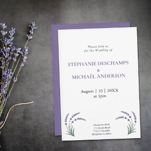 Invitation Simple Mariage Lavande