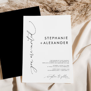 Invitation Simple Mariage minimaliste moderne noir et blanc