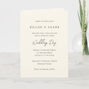 Invitation Simple mariage moderne à la crème