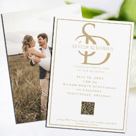 Invitation Simple Mariage Monogramme Classic Minimal QR Code