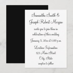 Invitation Simple Mariage Noir et Blanc