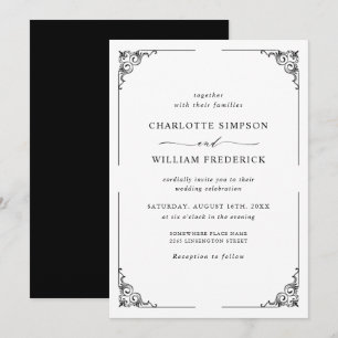 Invitation Simple Mariage noir et blanc élégant