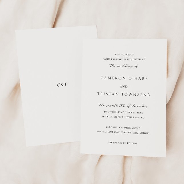 Invitation Simple Mariage noir et blanc propre (Créateur téléchargé)