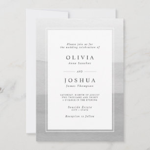 Invitation Simple Mariage Ombré Aquarelle Grise