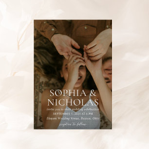 Invitation Simple Mariage photo moderne noir et blanc