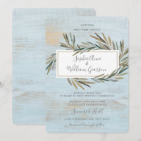 Simple Mariage Rustique Bleu Bois et Aquarelle Her
