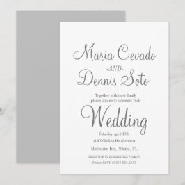 Invitation Simple Mariage Script Lettre Grise