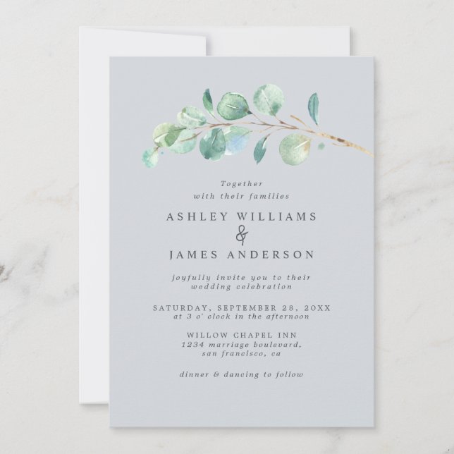 Invitation Simple Mariage vert clair (Devant)