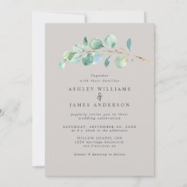 Invitation Simple Mariage vert Pastel Grey